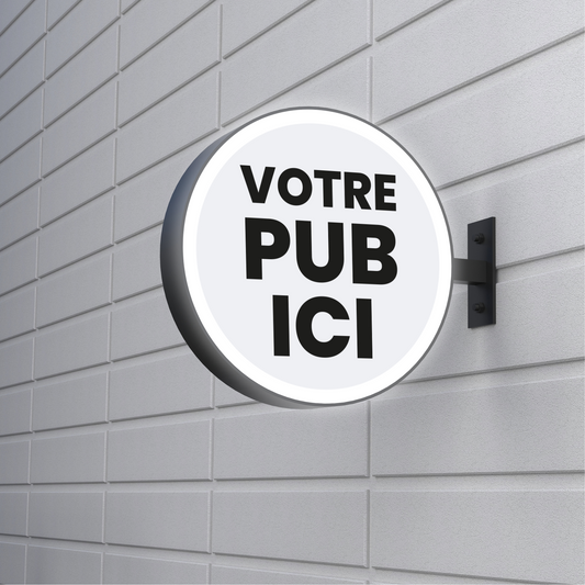Drapeau lumineux rond double-face à personnaliser